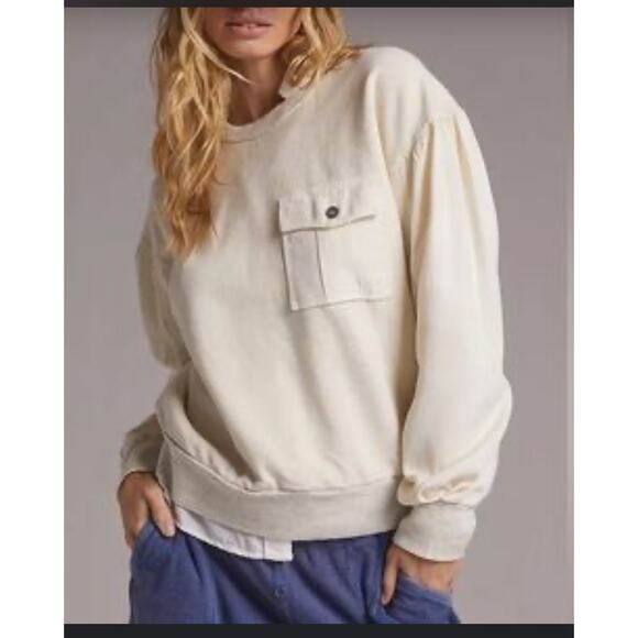 T.La From Anthropologie Pocket Pullover in Ivory. Size S. NWT - Picture 1 of 7